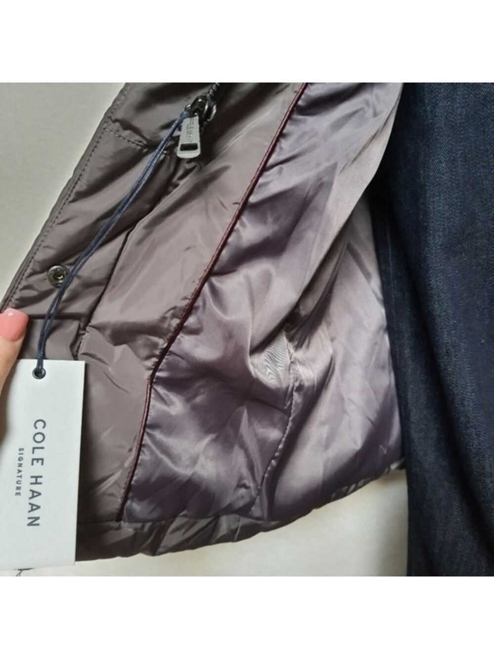 NWT Cole Haan Long Quilted Puffer Coat‎ Hooded Feather Down Womens XS - Picture 11 of 14